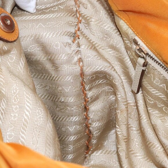 PRADA Shoulder Bag Nylon Orange Gold Auth EC663 - Picture 10 of 16